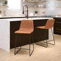 Flash Furniture 24" LeatherSoft Counter Height Barstools, Light Brown, PK2 2-ET-ER18345-24-LB-GG